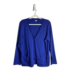 Land's End Women's Royal Blue Button-Down Cardigan